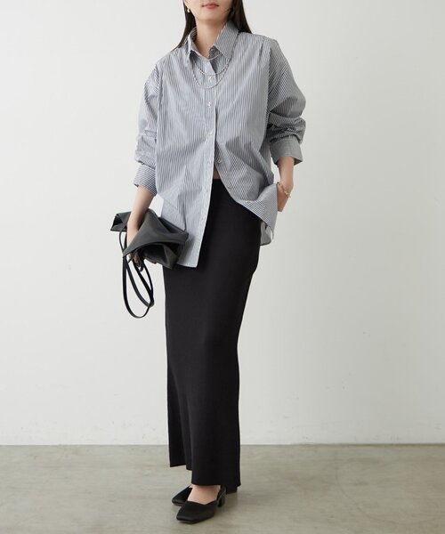LOUNGEDRESS（ラウンジドレス）の「ストライプBigシャツ（シャツ/ブラウス・レディース・ネイビー/ベージュ・FREE）」の13枚目の写真