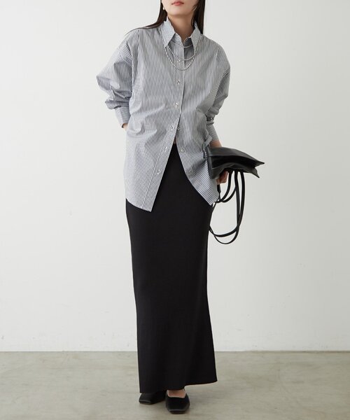 LOUNGEDRESS（ラウンジドレス）の「ストライプBigシャツ（シャツ/ブラウス・レディース・ネイビー/ベージュ・FREE）」の14枚目の写真