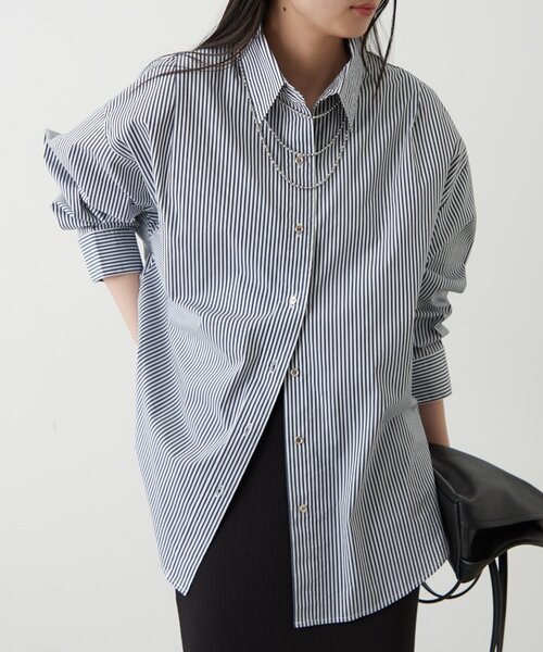 LOUNGEDRESS（ラウンジドレス）の「ストライプBigシャツ（シャツ/ブラウス・レディース・ネイビー/ベージュ・FREE）」の18枚目の写真