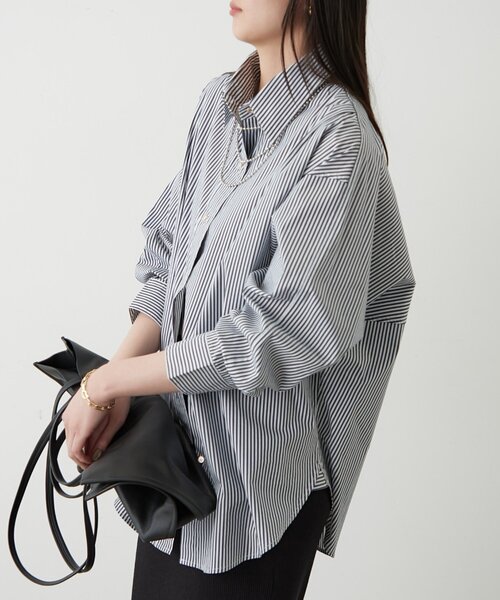 LOUNGEDRESS（ラウンジドレス）の「ストライプBigシャツ（シャツ/ブラウス・レディース・ネイビー/ベージュ・FREE）」の19枚目の写真