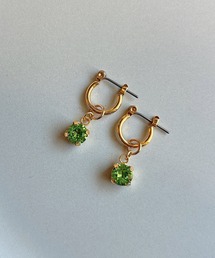 【As】【金属アレルギー対応】NO.200 小ぶりフープ 2way 誕生石 推しカラー クリスタルガラス ビジューピアス(チタン)(MA)