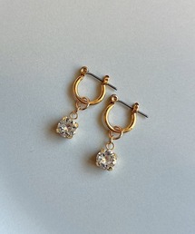 tone（トーン）の「【As】【金属アレルギー対応】NO.200  小ぶりフープ　2way 誕生石　推しカラー　クリスタルガラス　ビジューピアス（チタン）(MA)（ピアス（両耳用））」