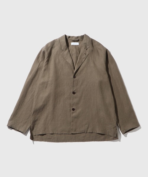 ADAM ET ROPE'(アダムエロペ)の「ボックスシルエット リネン シャツ ジャケット / セットアップ可能(テーラードジャケット・メンズ・ネイビー/ブラック/チャコールグレー・M/L)」の2枚目の写真