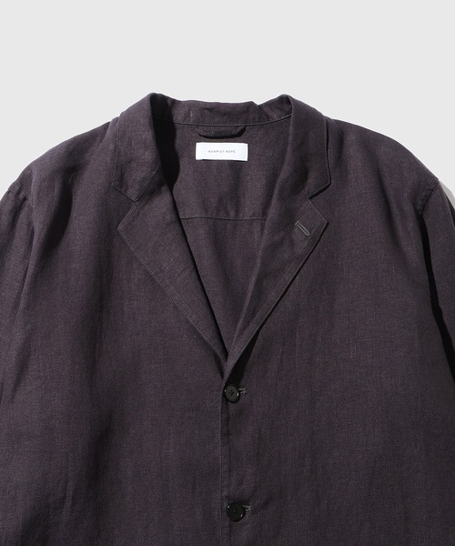 ADAM ET ROPE'(アダムエロペ)の「ボックスシルエット リネン シャツ ジャケット / セットアップ可能(テーラードジャケット・メンズ・ネイビー/ブラック/チャコールグレー・M/L)」の4枚目の写真