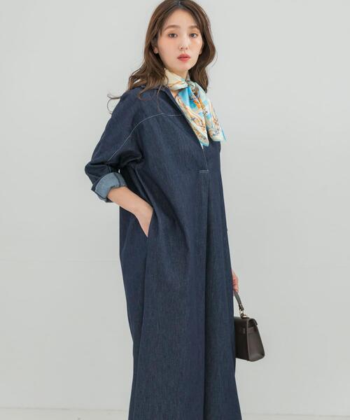 URBAN RESEARCH ROSSO WOMEN（アーバンリサーチ　ロッソ）の「スキッパーデニムワンピース（ワンピース・レディース・インディゴブルー/ピンク・FREE）」の11枚目の写真