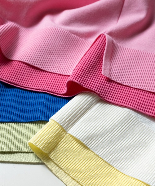 STRAWBERRY-FIELDS(ストロベリーフィールズ)の「セシルストレッチ_レイヤード風バイカラーニット(ニット/セーター・レディース・ブルー系/ホワイト×イエロー/ピンク系・2)」の22枚目の写真