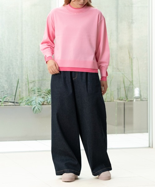 STRAWBERRY-FIELDS(ストロベリーフィールズ)の「セシルストレッチ_レイヤード風バイカラーニット(ニット/セーター・レディース・ブルー系/ホワイト×イエロー/ピンク系・2)」の4枚目の写真