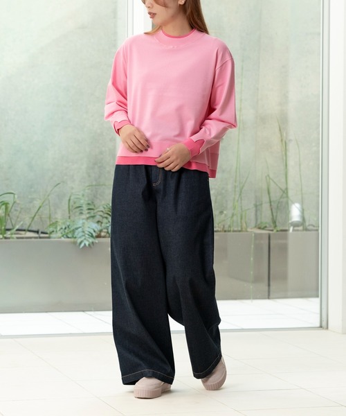 STRAWBERRY-FIELDS(ストロベリーフィールズ)の「セシルストレッチ_レイヤード風バイカラーニット(ニット/セーター・レディース・ブルー系/ホワイト×イエロー/ピンク系・2)」の5枚目の写真