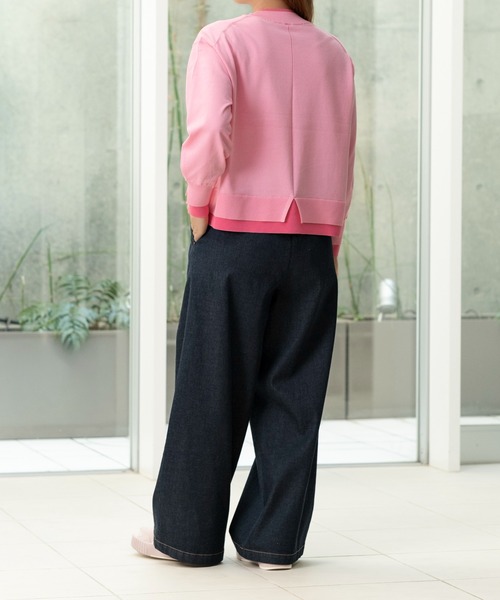 STRAWBERRY-FIELDS(ストロベリーフィールズ)の「セシルストレッチ_レイヤード風バイカラーニット(ニット/セーター・レディース・ブルー系/ホワイト×イエロー/ピンク系・2)」の6枚目の写真