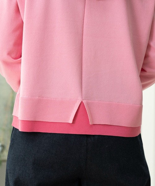 STRAWBERRY-FIELDS(ストロベリーフィールズ)の「セシルストレッチ_レイヤード風バイカラーニット(ニット/セーター・レディース・ブルー系/ホワイト×イエロー/ピンク系・2)」の9枚目の写真