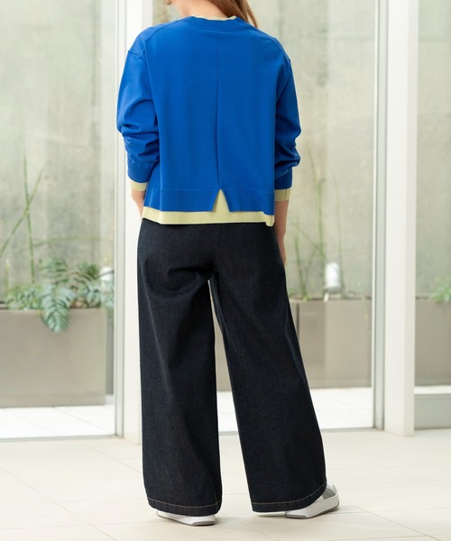 STRAWBERRY-FIELDS(ストロベリーフィールズ)の「セシルストレッチ_レイヤード風バイカラーニット(ニット/セーター・レディース・ブルー系/ホワイト×イエロー/ピンク系・2)」の18枚目の写真