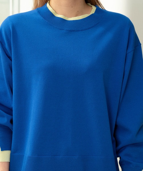 STRAWBERRY-FIELDS(ストロベリーフィールズ)の「セシルストレッチ_レイヤード風バイカラーニット(ニット/セーター・レディース・ブルー系/ホワイト×イエロー/ピンク系・2)」の19枚目の写真