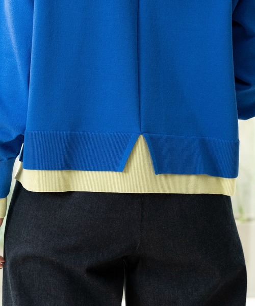 STRAWBERRY-FIELDS(ストロベリーフィールズ)の「セシルストレッチ_レイヤード風バイカラーニット(ニット/セーター・レディース・ブルー系/ホワイト×イエロー/ピンク系・2)」の21枚目の写真