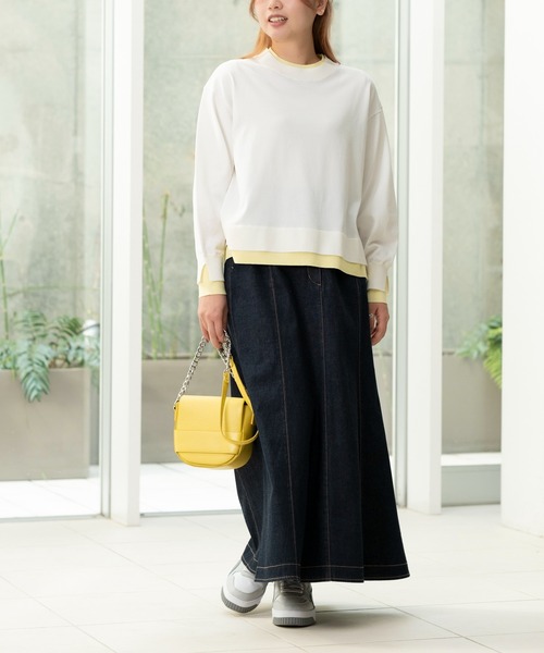 STRAWBERRY-FIELDS(ストロベリーフィールズ)の「セシルストレッチ_レイヤード風バイカラーニット(ニット/セーター・レディース・ブルー系/ホワイト×イエロー/ピンク系・2)」の10枚目の写真