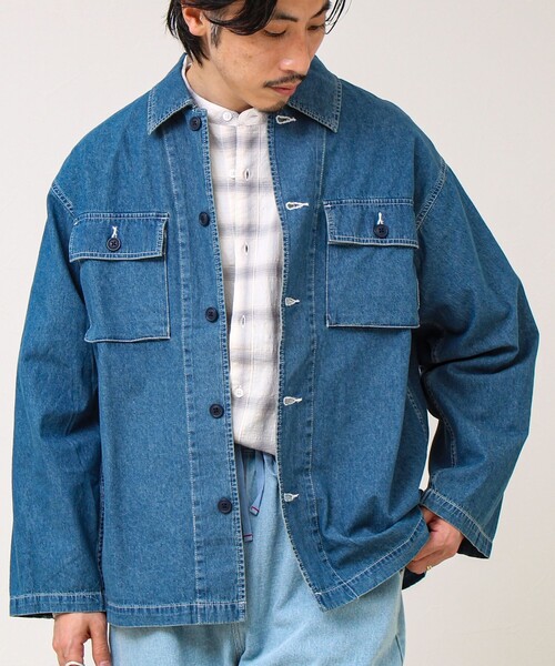 GLOSTER（グロスター）の「【デニム/リップストップ】ミリタリーオーバーシャツ（シャツ/ブラウス・メンズ・ベージュ/インディゴブルー・L/M）」の6枚目の写真