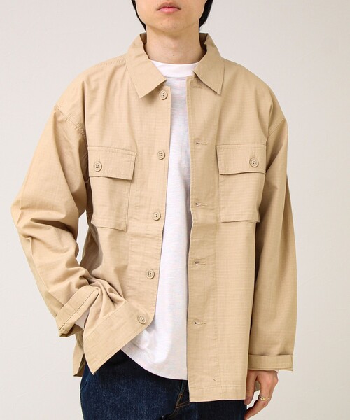 GLOSTER（グロスター）の「【デニム/リップストップ】ミリタリーオーバーシャツ（シャツ/ブラウス・メンズ・ベージュ/インディゴブルー・L/M）」の13枚目の写真