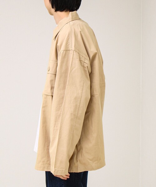 GLOSTER（グロスター）の「【デニム/リップストップ】ミリタリーオーバーシャツ（シャツ/ブラウス・メンズ・ベージュ/インディゴブルー・L/M）」の14枚目の写真