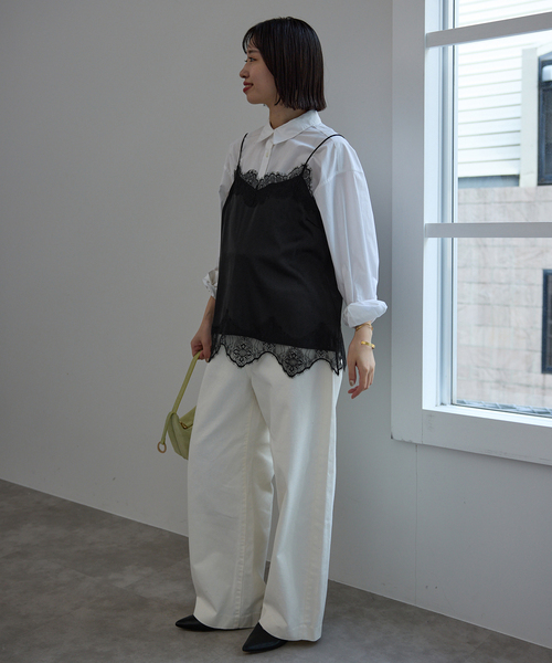 SLOBE IENA（スローブイエナ）の「《追加》サテンレースキャミソール（キャミソール・レディース・ブラック/アイボリー・FREE）」の14枚目の写真