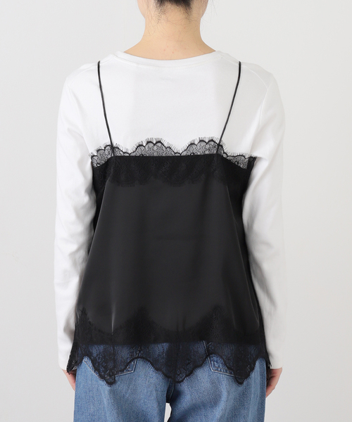 SLOBE IENA（スローブイエナ）の「《追加》サテンレースキャミソール（キャミソール・レディース・ブラック/アイボリー・FREE）」の3枚目の写真