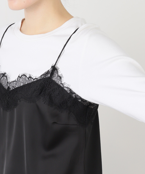 SLOBE IENA（スローブイエナ）の「《追加》サテンレースキャミソール（キャミソール・レディース・ブラック/アイボリー・FREE）」の4枚目の写真