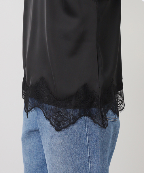 SLOBE IENA（スローブイエナ）の「《追加》サテンレースキャミソール（キャミソール・レディース・ブラック/アイボリー・FREE）」の5枚目の写真