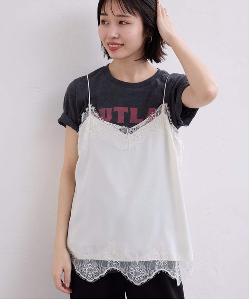 スローブイエナ　2025SS ニットキャミソール 追加》サテンレースキャミソール（キャミソール）｜SLOBE IENA