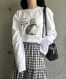 ビッグキャット×リボンロンT／長袖Tシャツ