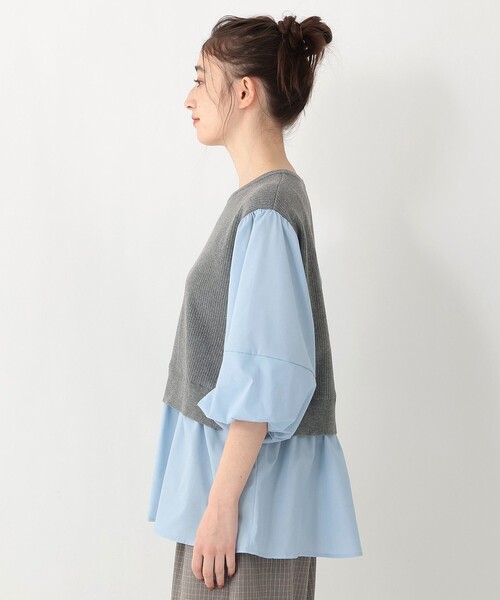 Afternoon Tea（アフタヌーンティー）の「リブドッキングプルオーバー（Tシャツ/カットソー・レディース・グレー/ネイビー・MEDIUM）」の5枚目の写真