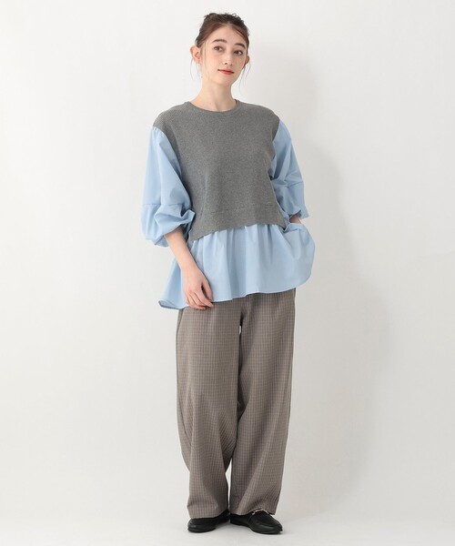Afternoon Tea（アフタヌーンティー）の「リブドッキングプルオーバー（Tシャツ/カットソー・レディース・グレー/ネイビー・MEDIUM）」の6枚目の写真