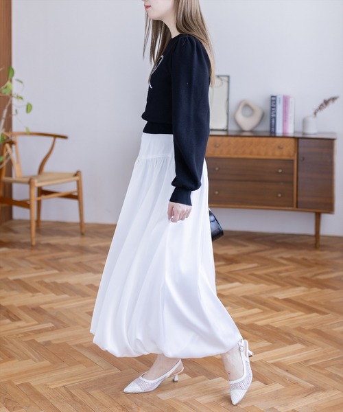 clear（クリア）の「ビジューロゴニットトップス[大人 フェミニン 上品]（ニット/セーター・レディース・ライトグレー/アイボリー/ブラック/ピンク/サックスブルー・F）」の22枚目の写真