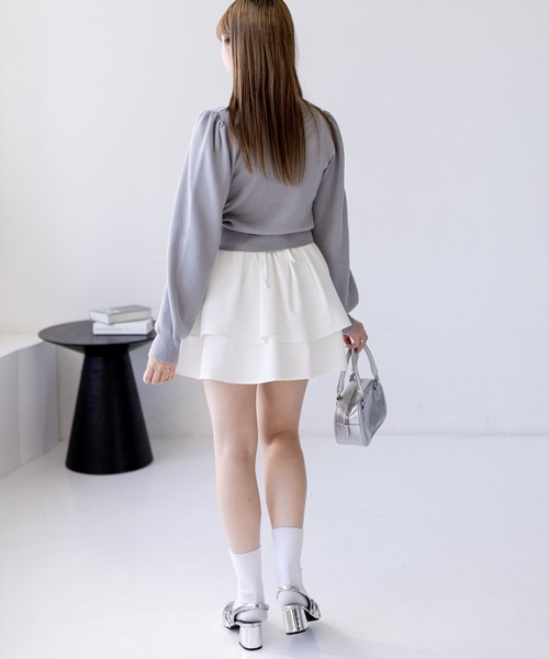 clear（クリア）の「ビジューロゴニットトップス[大人 フェミニン 上品]（ニット/セーター・レディース・ライトグレー/アイボリー/ブラック/ピンク/サックスブルー・F）」の18枚目の写真