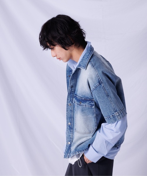 DRAW（ドロー）の「DRAW(ドロー) / Wフラップ デニムシャツ（シャツ/ブラウス・メンズ・サックスブルー・MEDIUM/LARGE）」の2枚目の写真