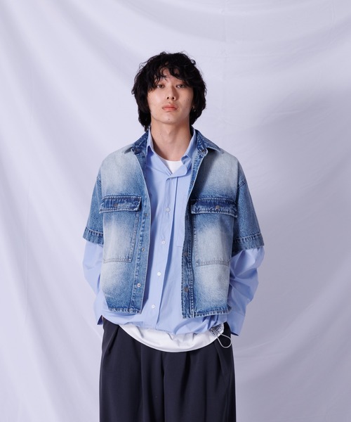 DRAW（ドロー）の「DRAW(ドロー) / Wフラップ デニムシャツ（シャツ/ブラウス・メンズ・サックスブルー・MEDIUM/LARGE）」の3枚目の写真