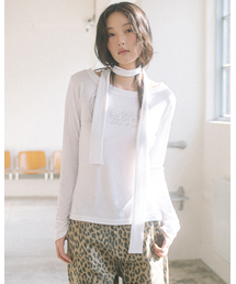 LVER BOAT NECK L/S TEE(WHITE)