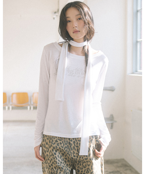 HAVISM(ヘビズム)の「LVER BOAT NECK L/S TEE(WHITE)(Tシャツ/カットソー・レディース・その他・ONE SIZE)」の1枚目の写真