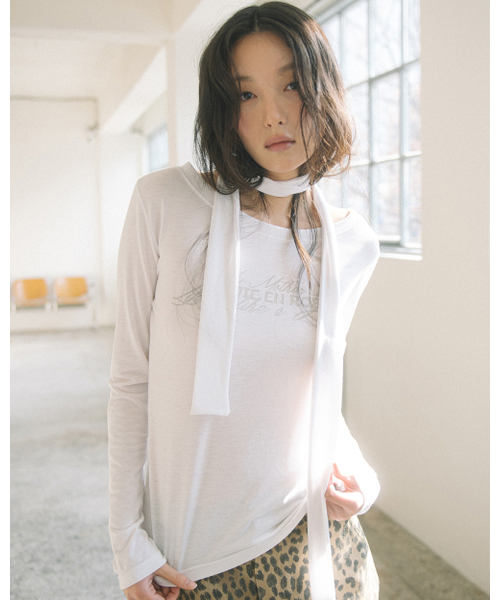 HAVISM(ヘビズム)の「LVER BOAT NECK L/S TEE(WHITE)(Tシャツ/カットソー・レディース・その他・ONE SIZE)」の2枚目の写真