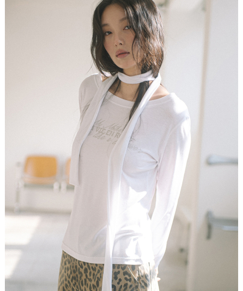 HAVISM(ヘビズム)の「LVER BOAT NECK L/S TEE(WHITE)(Tシャツ/カットソー・レディース・その他・ONE SIZE)」の3枚目の写真