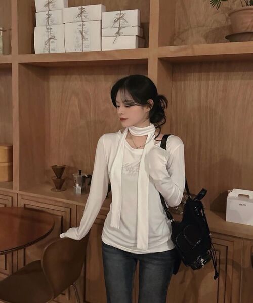 HAVISM(ヘビズム)の「LVER BOAT NECK L/S TEE(WHITE)(Tシャツ/カットソー・レディース・その他・ONE SIZE)」の12枚目の写真