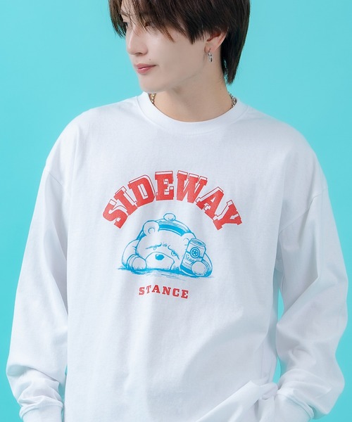 SIDEWAY STANCE(サイドウェイスタンス)の「【SIDEWAY STANCE】プリント 長袖 Tシャツ(Tシャツ/カットソー・メンズ・ブラック/ホワイト系/ホワイト系1/ホワイト系2/ライトグレー系1/ブラック系2/パープル系2/ホワイト/ライトグレー/ライトグレー系/ブラック系1/ブラック系・SMALL/MEDIUM/LARGE/X-LARGE)」の3枚目の写真