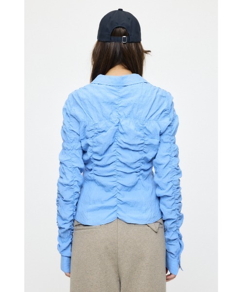 MOUSSY（マウジー）の「【26年SS新作】BUTTON UP SHIRRING シャツ（シャツ/ブラウス・レディース・ブルー/ピンク系その他/キナリ/ホワイト系その他・FREE）」の12枚目の写真