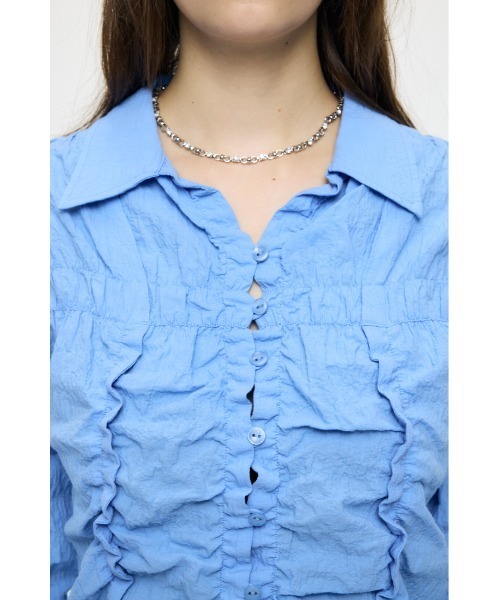 MOUSSY（マウジー）の「【26年SS新作】BUTTON UP SHIRRING シャツ（シャツ/ブラウス・レディース・ブルー/ピンク系その他/キナリ/ホワイト系その他・FREE）」の13枚目の写真