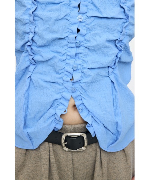 MOUSSY（マウジー）の「【26年SS新作】BUTTON UP SHIRRING シャツ（シャツ/ブラウス・レディース・ブルー/ピンク系その他/キナリ/ホワイト系その他・FREE）」の15枚目の写真