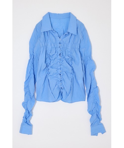 MOUSSY（マウジー）の「【26年SS新作】BUTTON UP SHIRRING シャツ（シャツ/ブラウス・レディース・ブルー/ピンク系その他/キナリ/ホワイト系その他・FREE）」の17枚目の写真