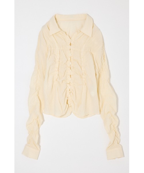 MOUSSY（マウジー）の「【26年SS新作】BUTTON UP SHIRRING シャツ（シャツ/ブラウス・レディース・ブルー/ピンク系その他/キナリ/ホワイト系その他・FREE）」の18枚目の写真