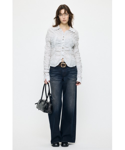 MOUSSY（マウジー）の「【26年SS新作】BUTTON UP SHIRRING シャツ（シャツ/ブラウス・レディース・ブルー/ピンク系その他/キナリ/ホワイト系その他・FREE）」の21枚目の写真