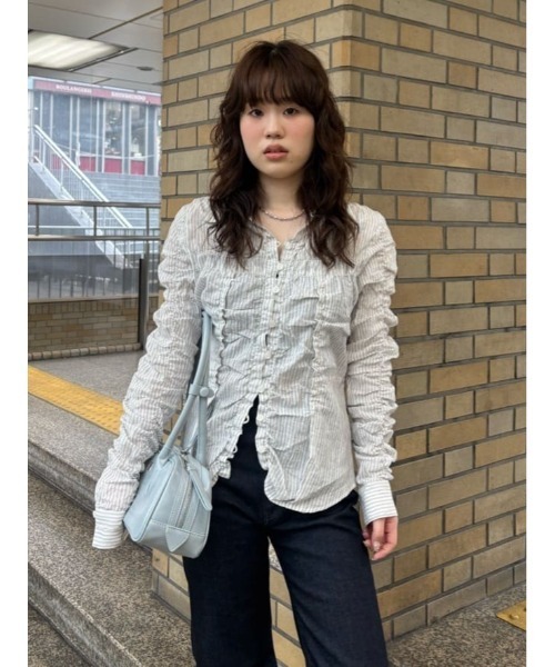 セール】【26年SS新作】BUTTON UP SHIRRING シャツ（シャツ/ブラウス