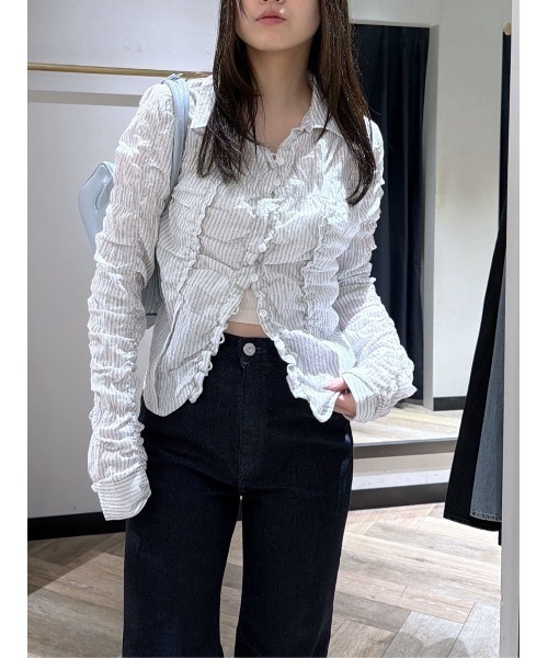 セール】【26年SS新作】BUTTON UP SHIRRING シャツ（シャツ/ブラウス