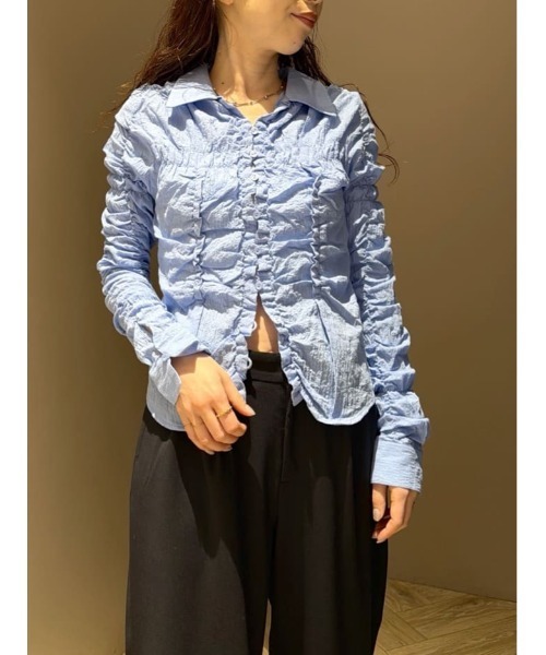セール】【26年SS新作】BUTTON UP SHIRRING シャツ（シャツ/ブラウス