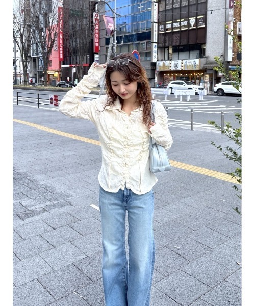 26年SS新作】BUTTON UP SHIRRING シャツ（シャツ/ブラウス）｜MOUSSY