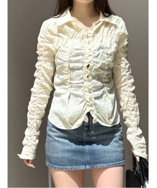 セール】【26年SS新作】BUTTON UP SHIRRING シャツ（シャツ/ブラウス